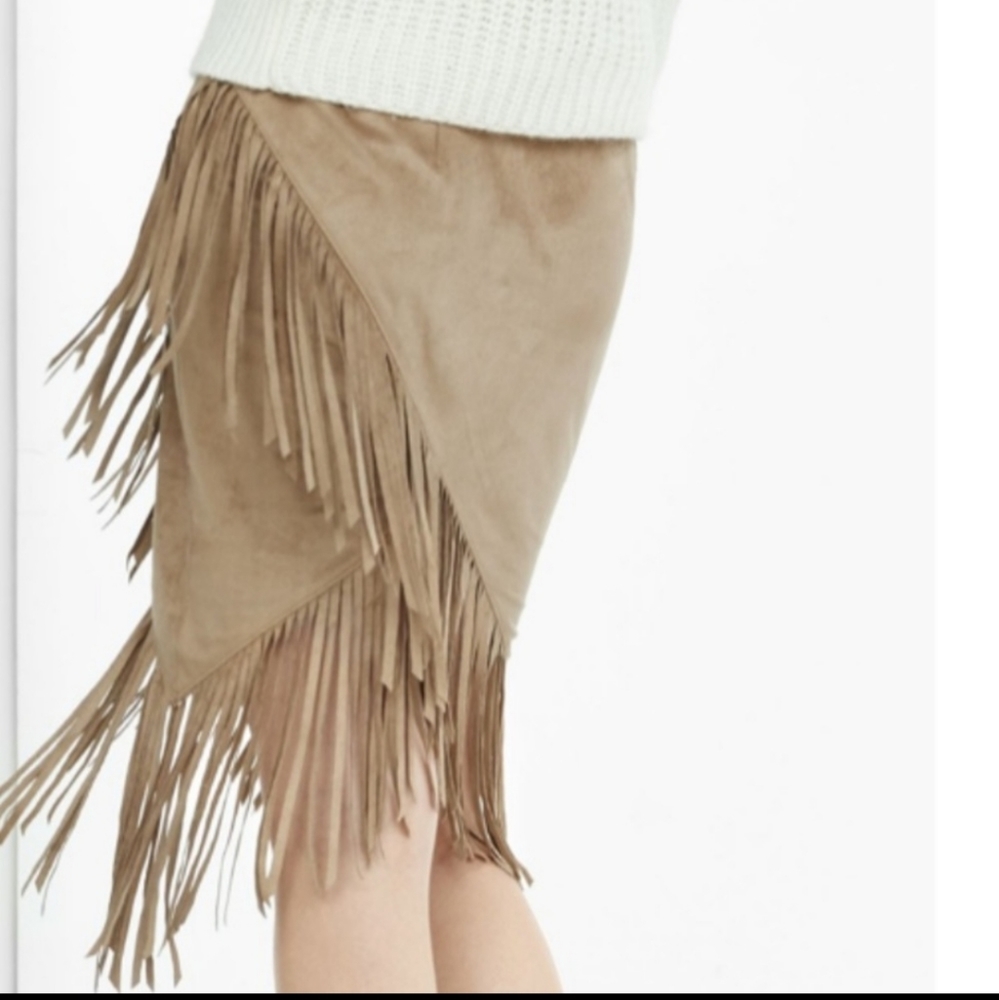 Express faux suede fringe pencil skirt - Picture 6 of 7